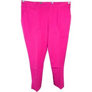 Isaac Mizrahi Live 20W Pink Ankle Pants Pull-On Cotton Blend Slim Leg A634634